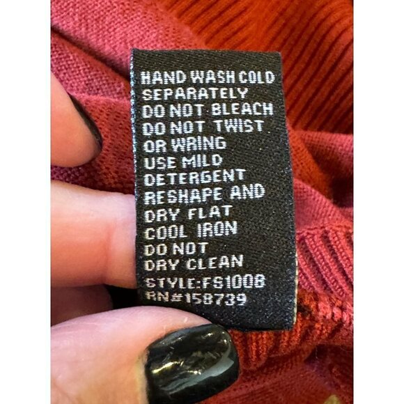 Adrienne Vittadini Sweater Womens S Rust Red Knit Boat Neck Ribbed Detail - Picture 10 of 10